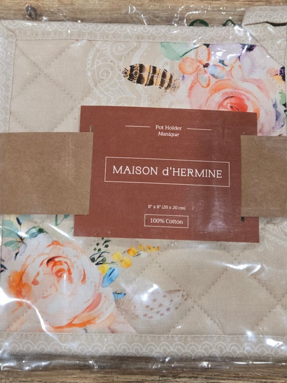 Maison d’Hermine Ibiza Beige Floral Pot Holder | New (#121)